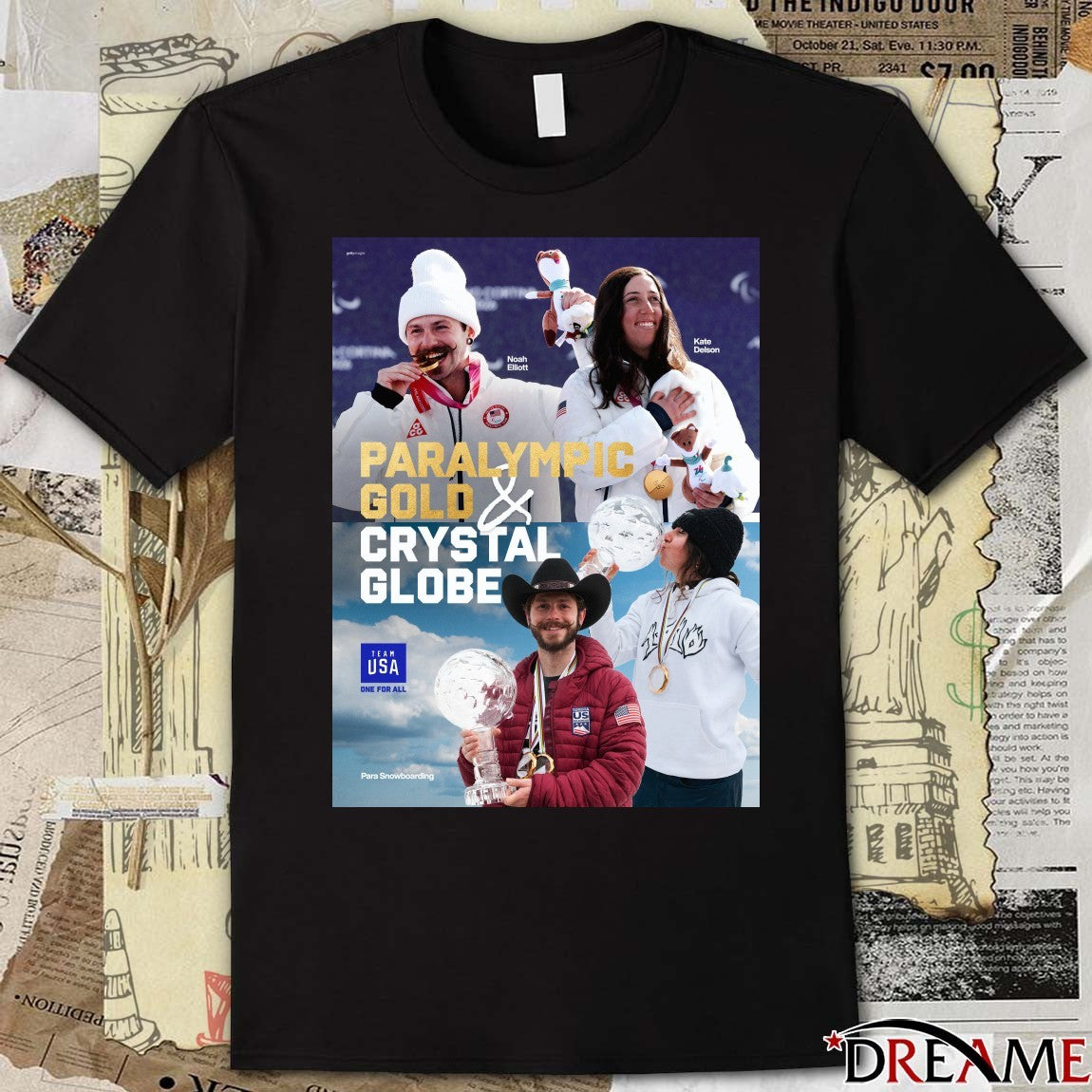 Team USA One For All 2026 Paralympic Gold & Crystal Globe Poster t-shirt