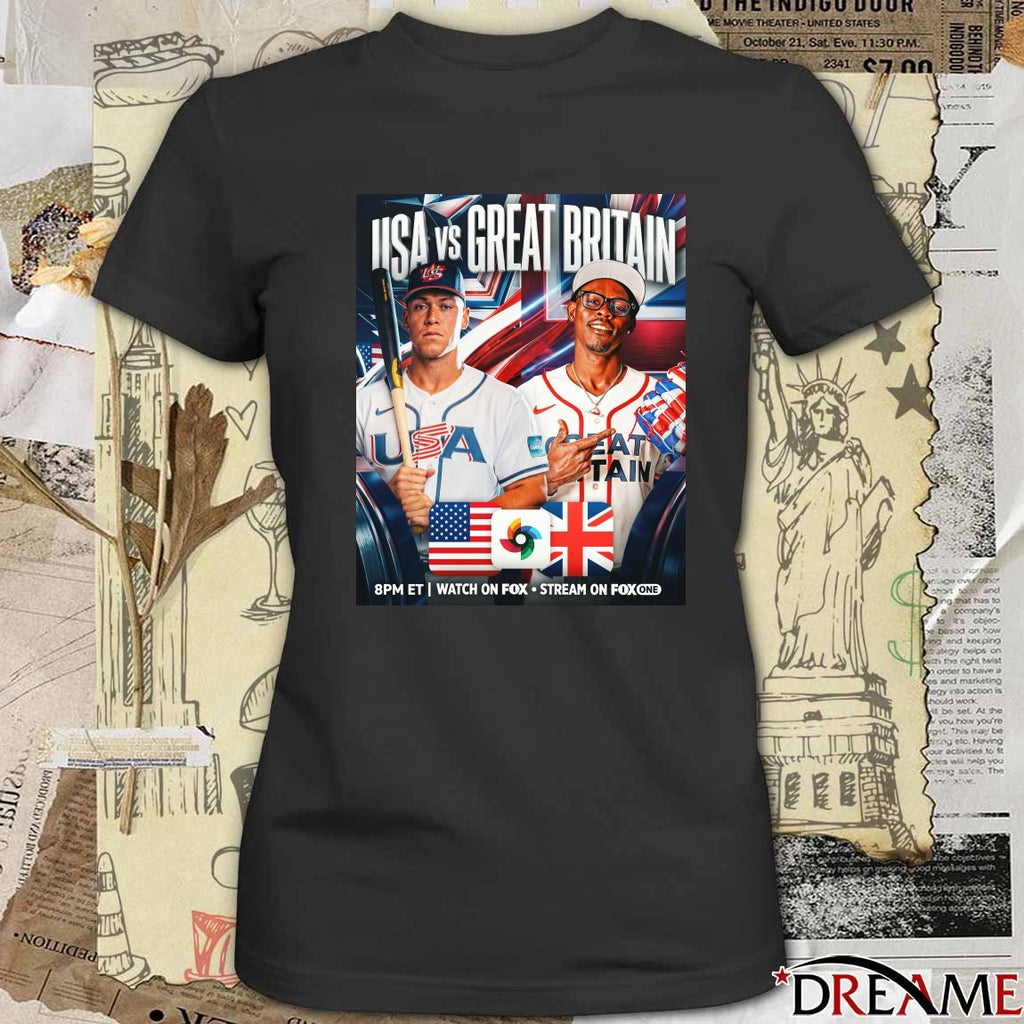 Team USA Vs Great Britain World Baseball Classic 2026 Poster t-shirt
