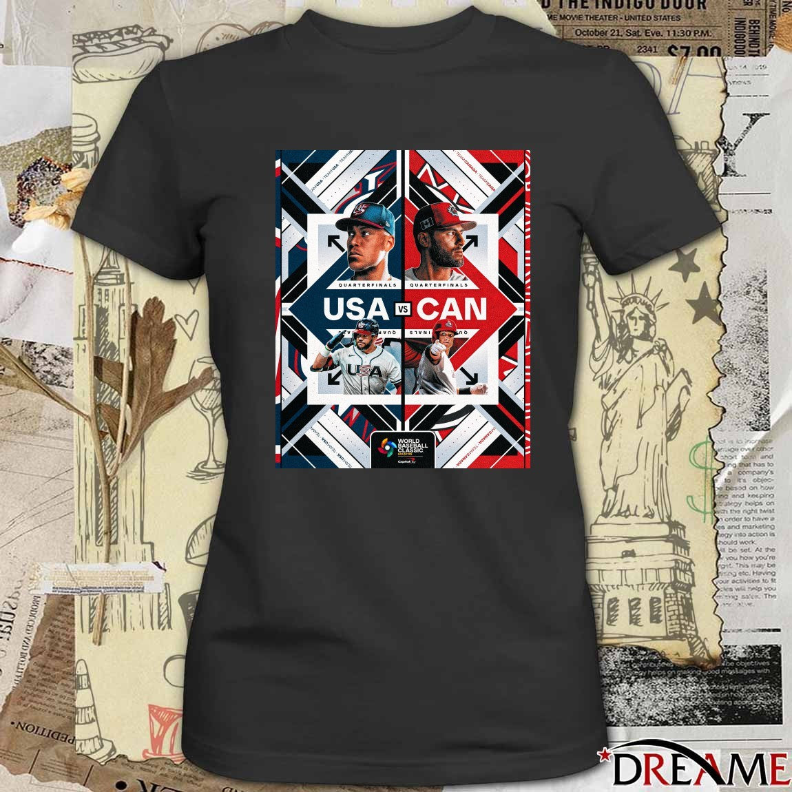 Team USA vs. Team Canada Quarterfinals 2026 World Baseball Classic Houston Poster t-shirt