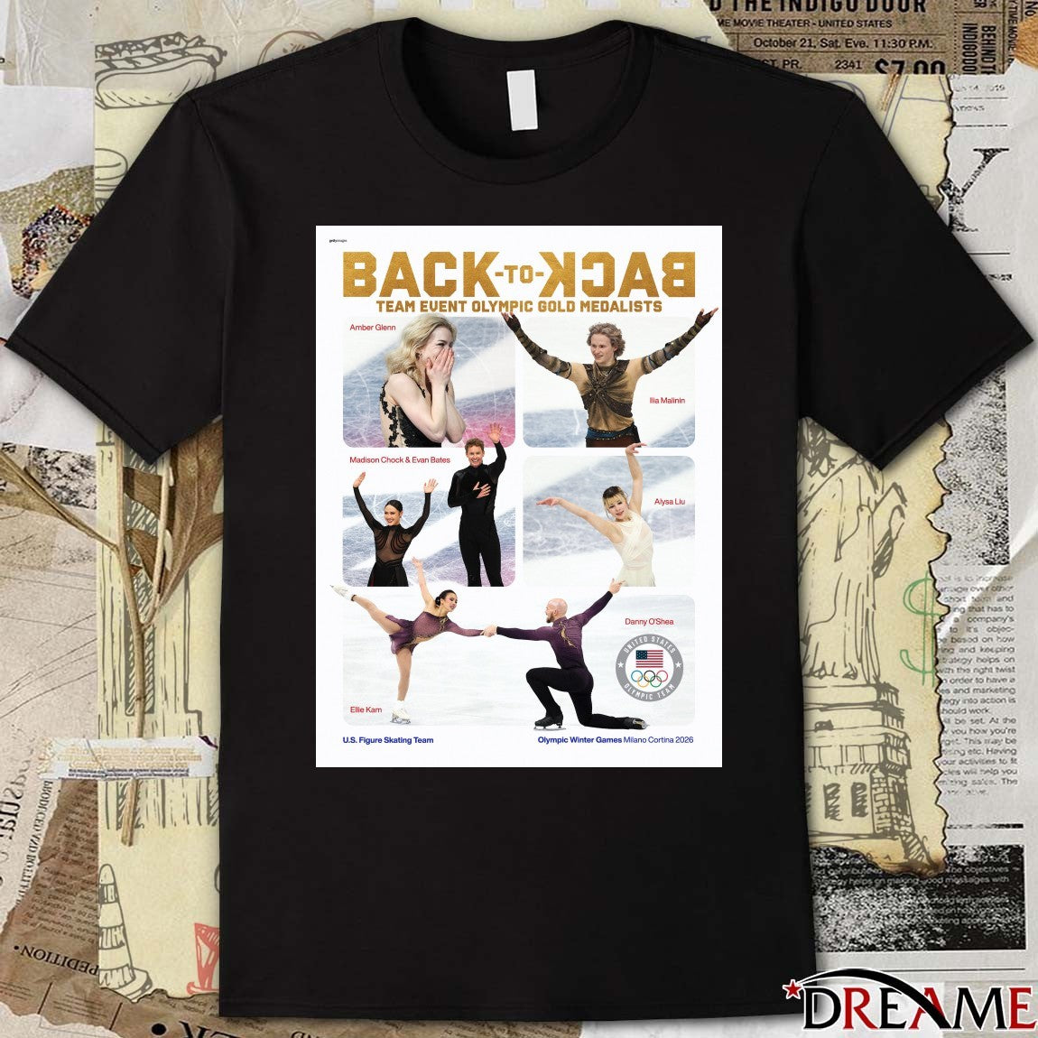 Team Usa Back To Back Team Event Olympic Gold Medalists Milano Cortina 2026 Poster t-shirt