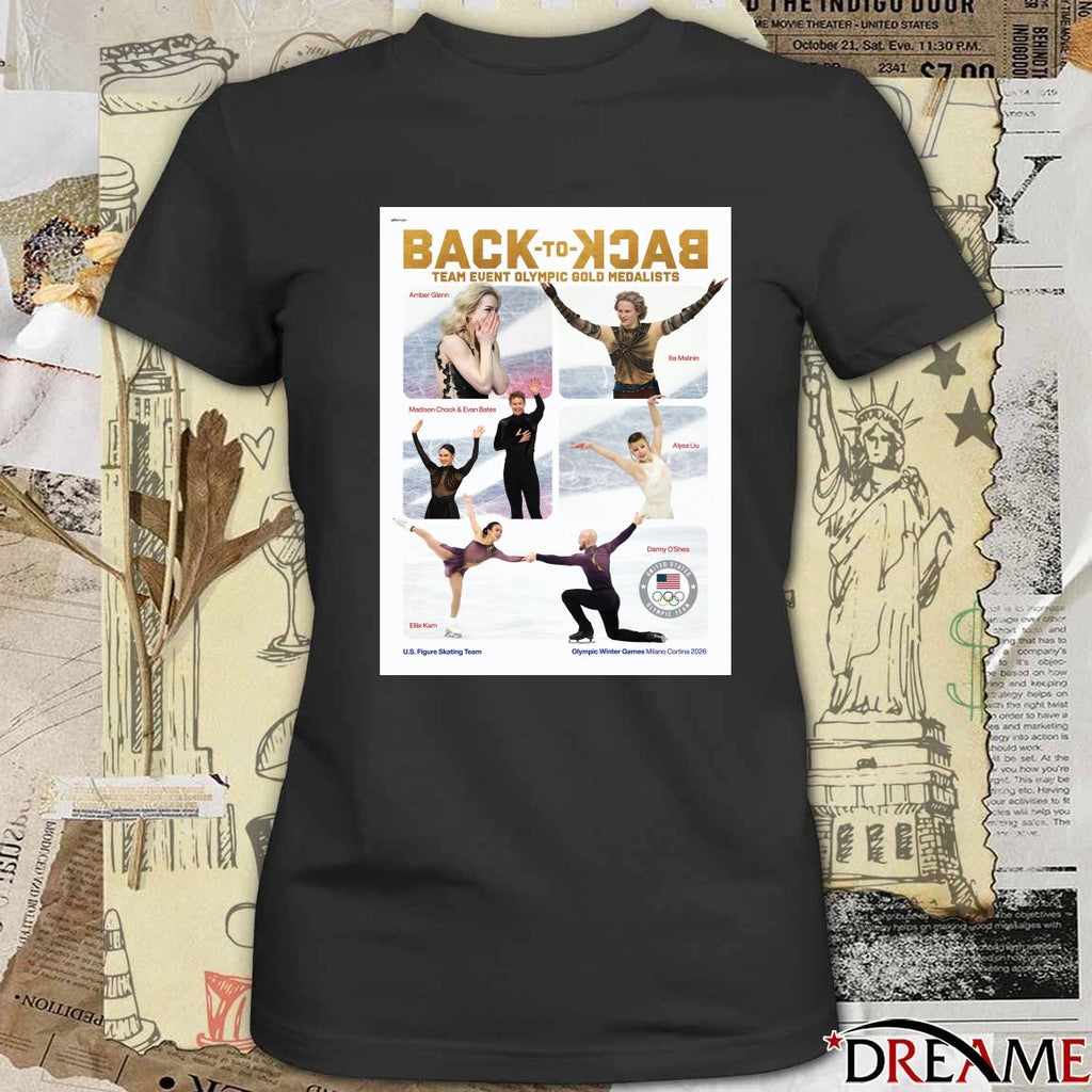 Team Usa Back To Back Team Event Olympic Gold Medalists Milano Cortina 2026 Poster t-shirt