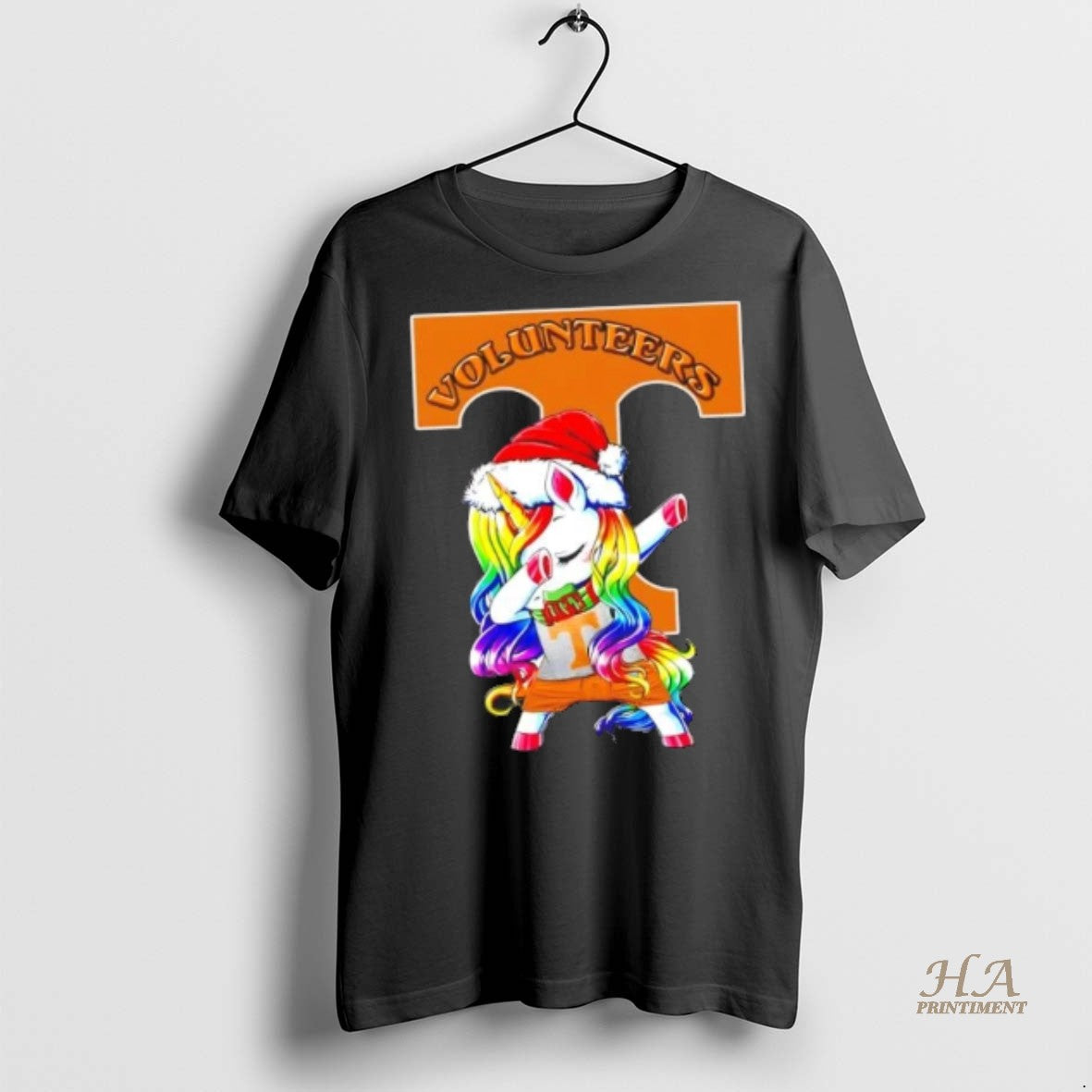 Official Tennessee Volunteers Football X Unicorn Santa Hat Dabbing Merry Christmas Shirt