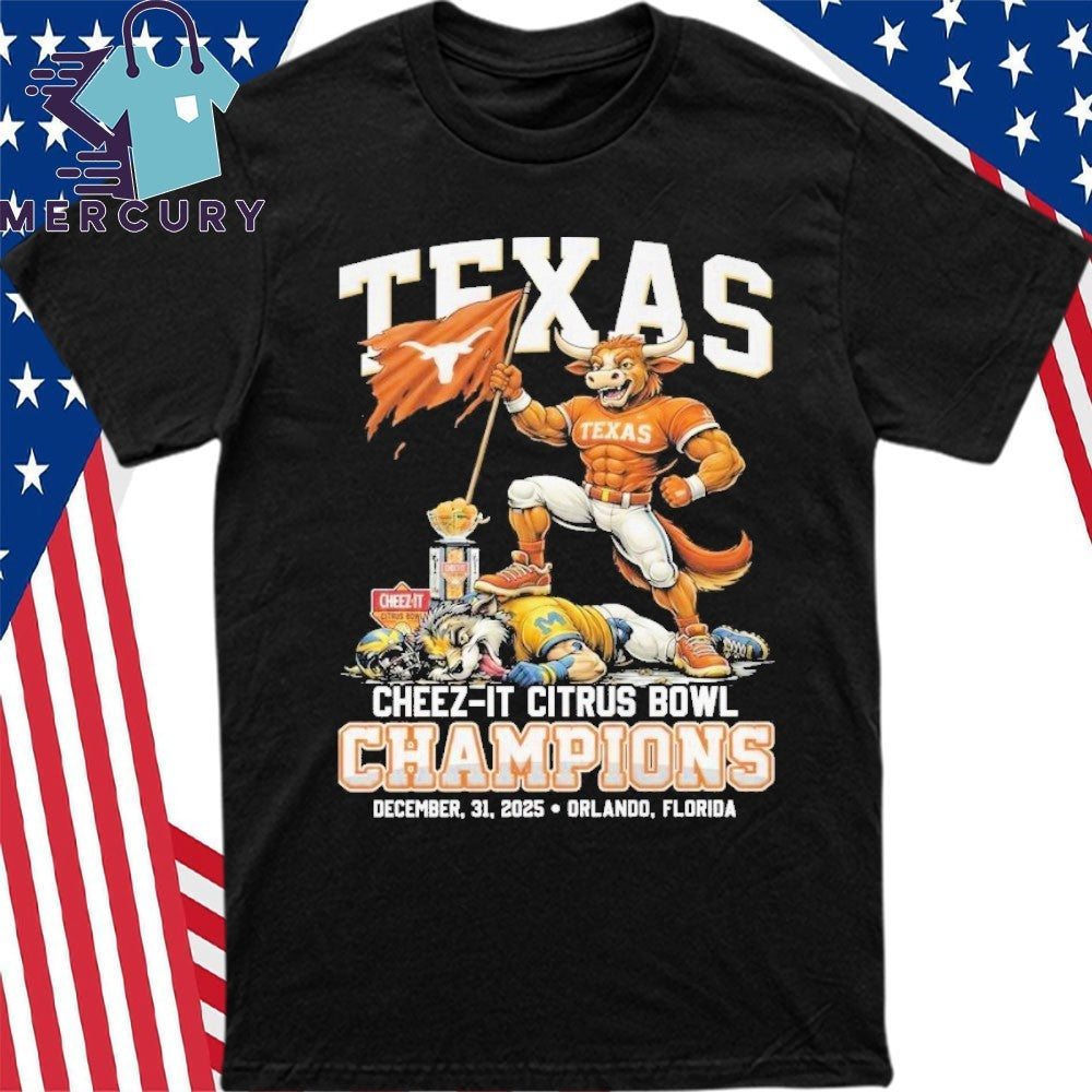 Texas Longhorns Cheez-It Citrus Bowl Champions December, 31, 2025 Mascot Shirt