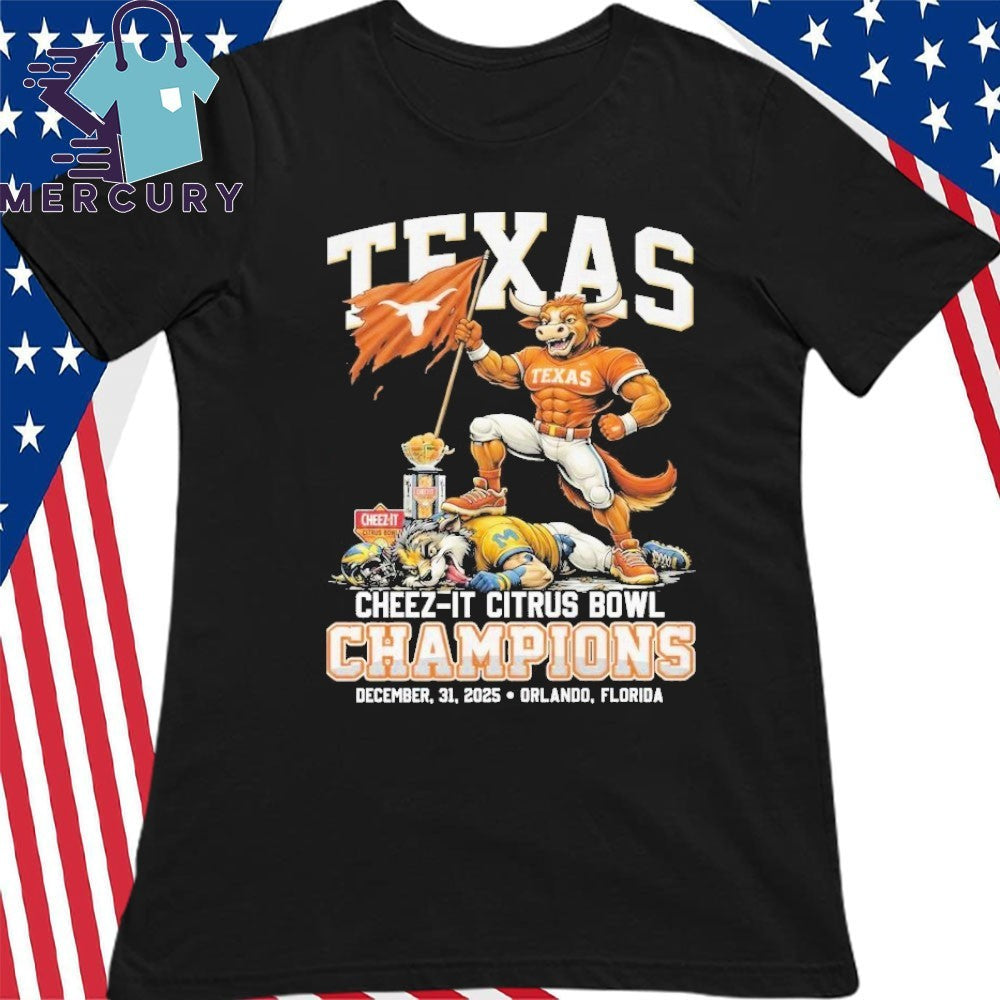 Texas Longhorns Cheez-It Citrus Bowl Champions December, 31, 2025 Mascot Shirt