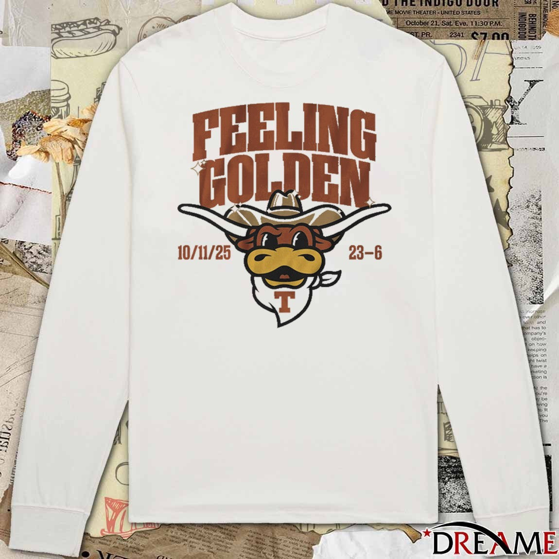Texas Longhorns Football NCAA Feeling Golden October 11 2025 23-6 t-shirt