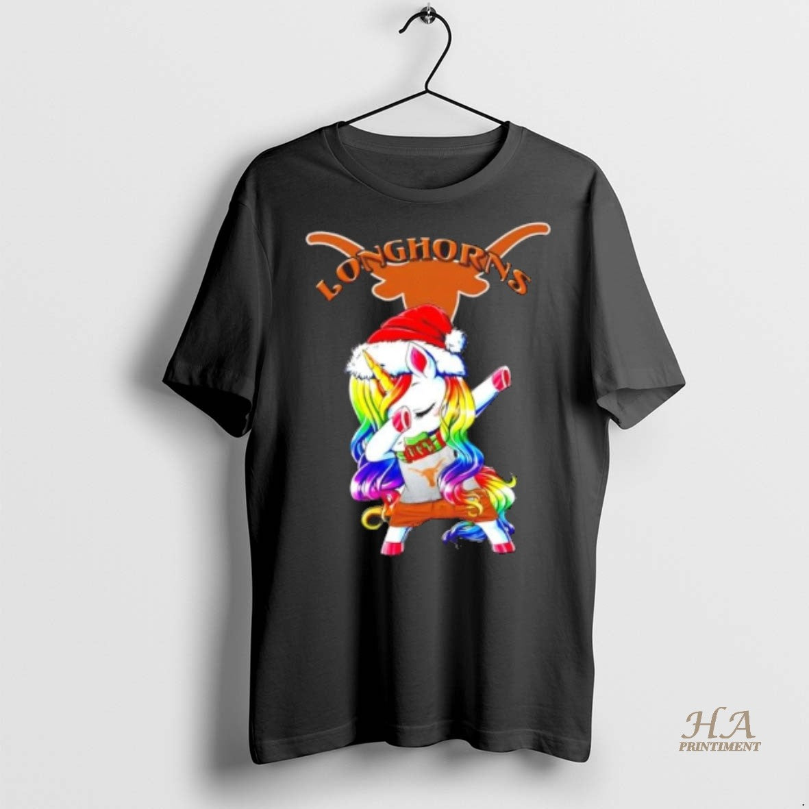 Official Texas Longhorns Football X Unicorn Santa Hat Dabbing Merry Christmas Shirt