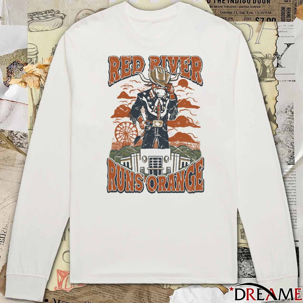 Texas Longhorns River Runs Orange Mascot Painting t–shirt