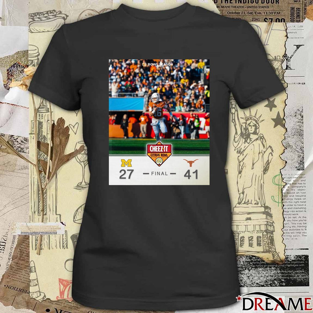 Texas Longhorns defeated Michigan Wolverines 2025 Cheez-It Citrus Bowl Final Score 41 – 27 Poster t-shirt