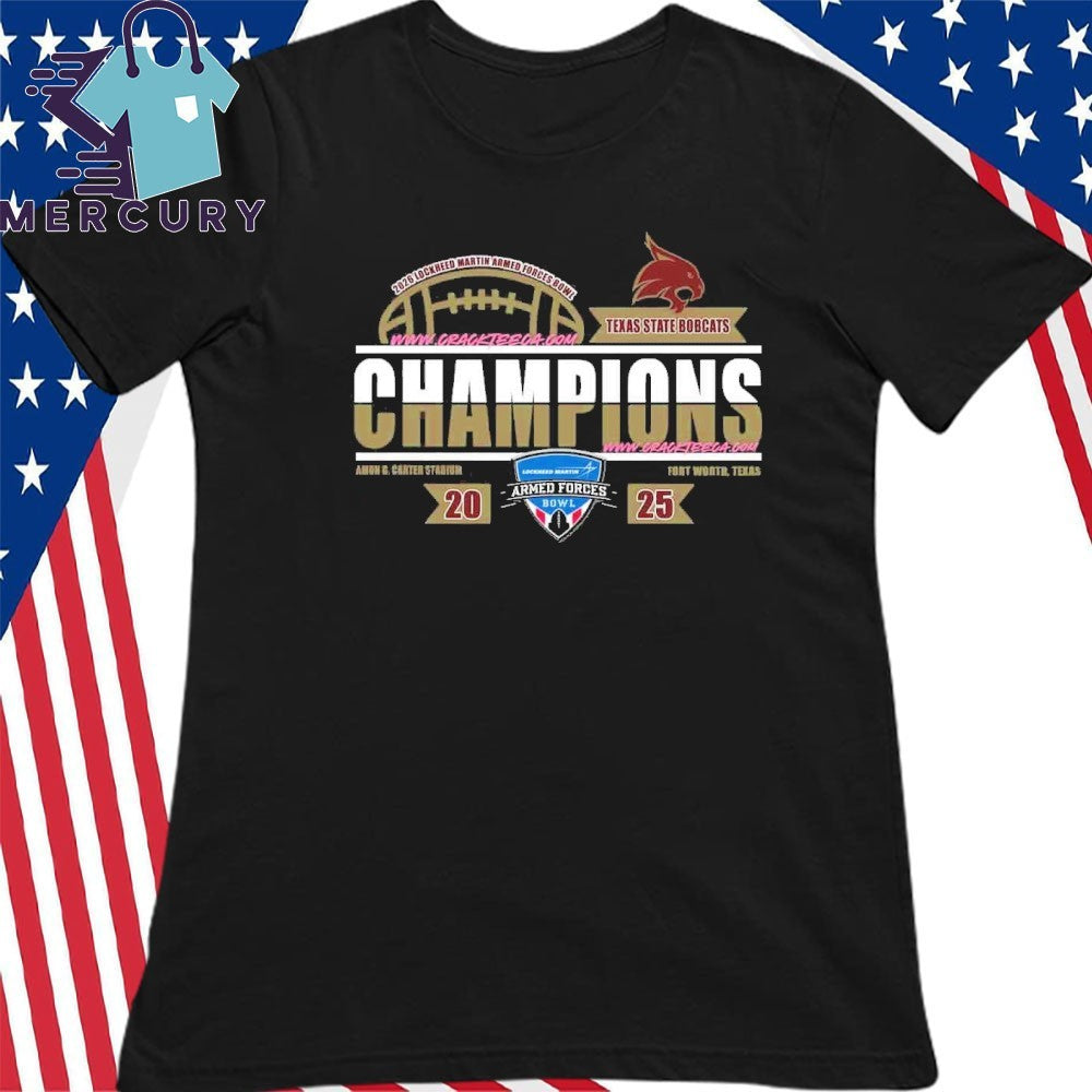 Texas State Bobcats 2026 Lockheed Martin Armed Forces Bowl Champions Locker Room Shirt