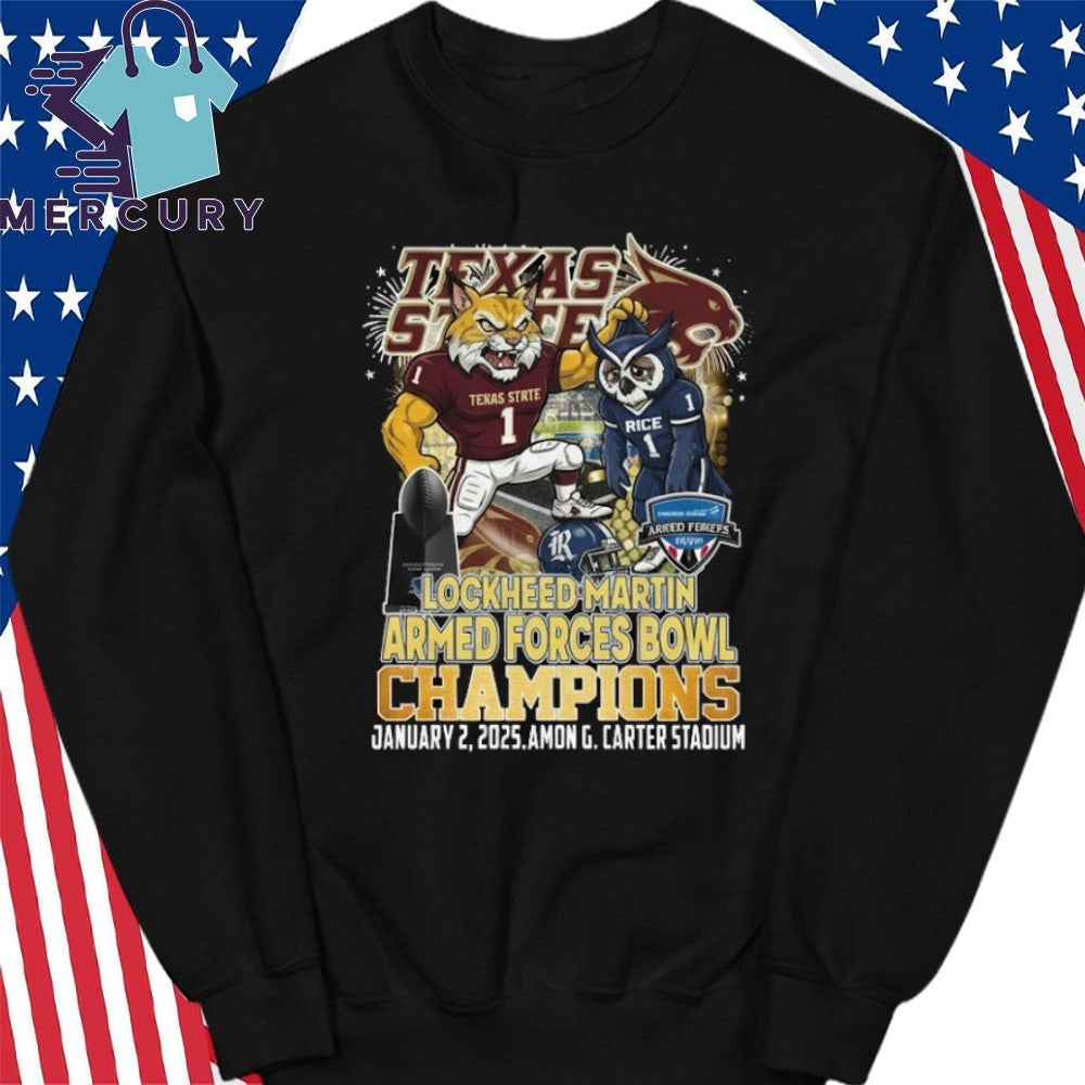 Texas State Bobcats Lockheed Martin Armed Forces Bowl Champions 2026 Shirt