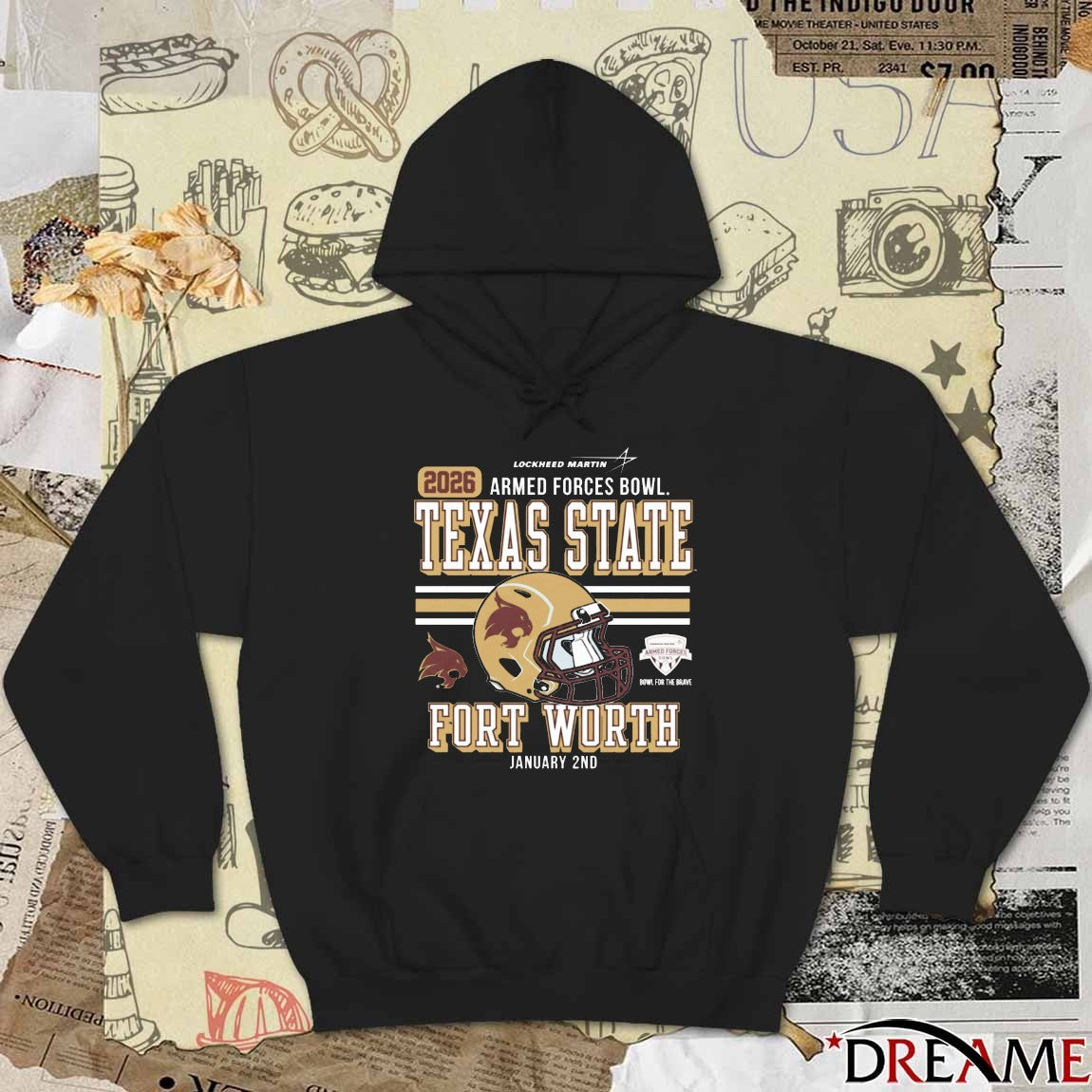 Texas State Fort Worth University Football Armed Forces Bowl Bound Jan 2 2026 Helmet t-shirt