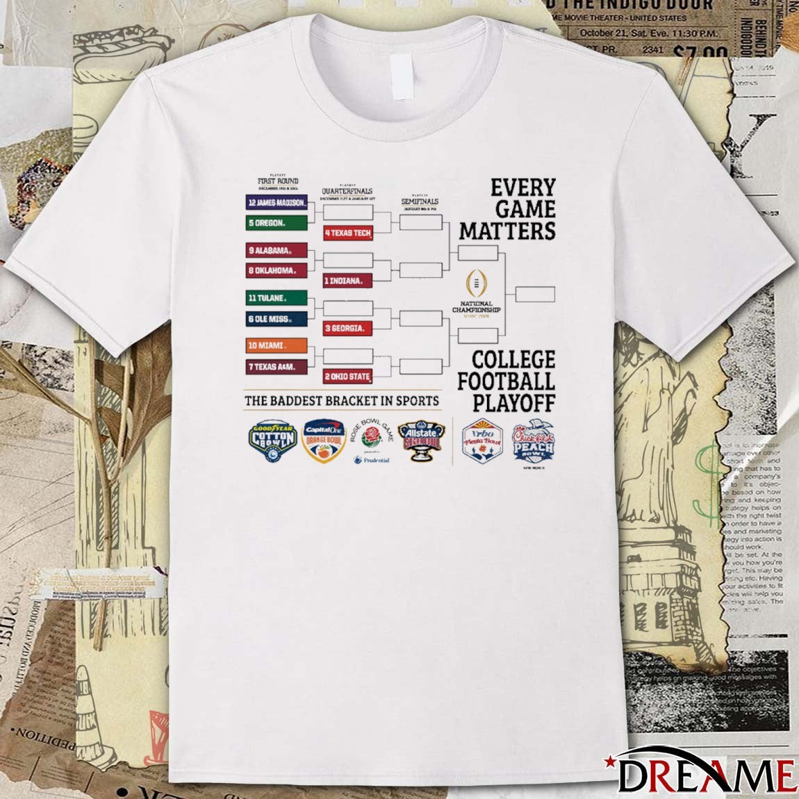 Texas Tech 2025 College Football Playoff Every Game Matters The Baddest Bracket In Sports t-shirt