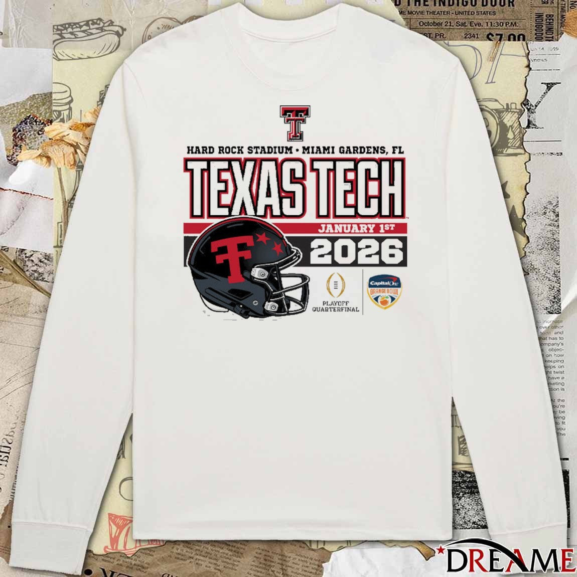 Texas Tech Red Raiders 2025-26 College Football Playoff Orange Bowl Miami Gardens FL Juiced Helmet t-shirt