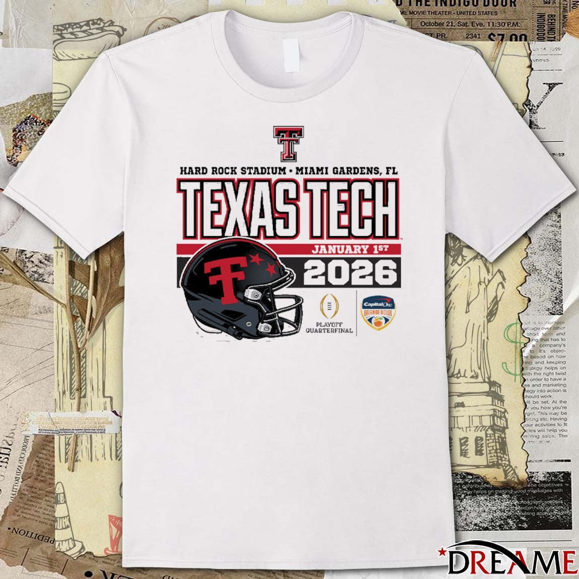 Texas Tech Red Raiders 2025-26 College Football Playoff Orange Bowl Miami Gardens FL Juiced Helmet t-shirt