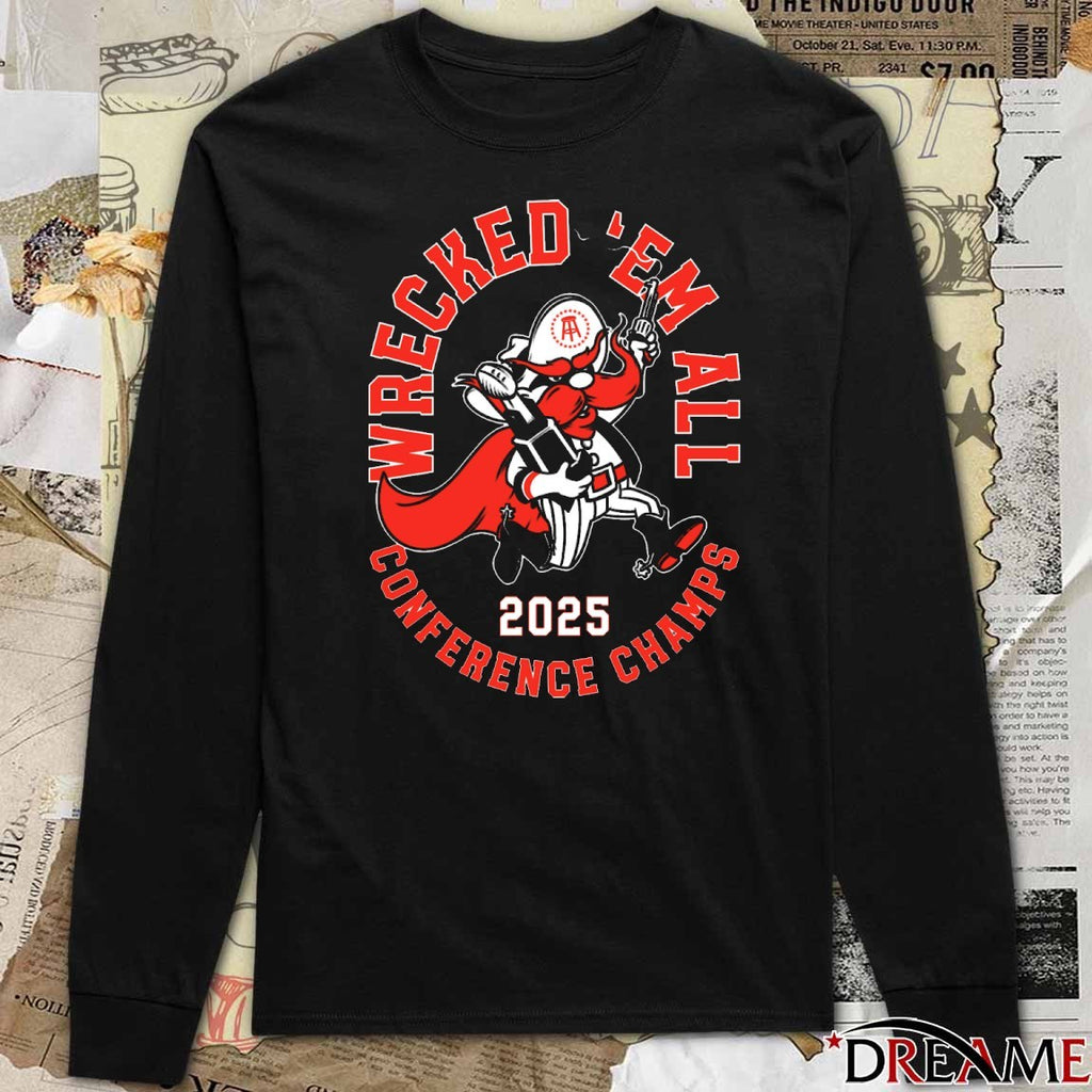 Texas Tech Red Raiders 2025 Wrecked ‘Em All Conference Champs Mascot t-shirt