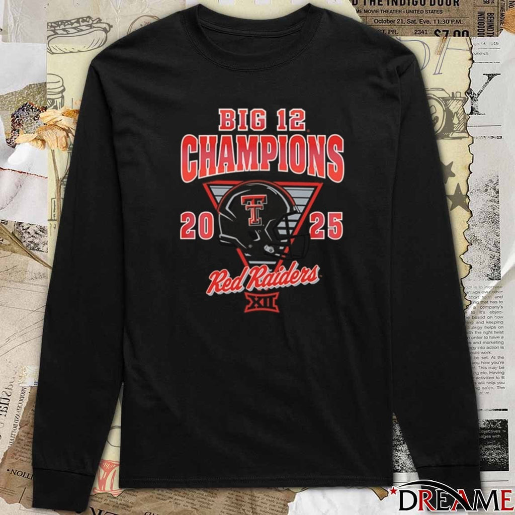 Texas Tech Red Raiders NCAA 2025 Big 12 Football Champions Helmet t-shirt