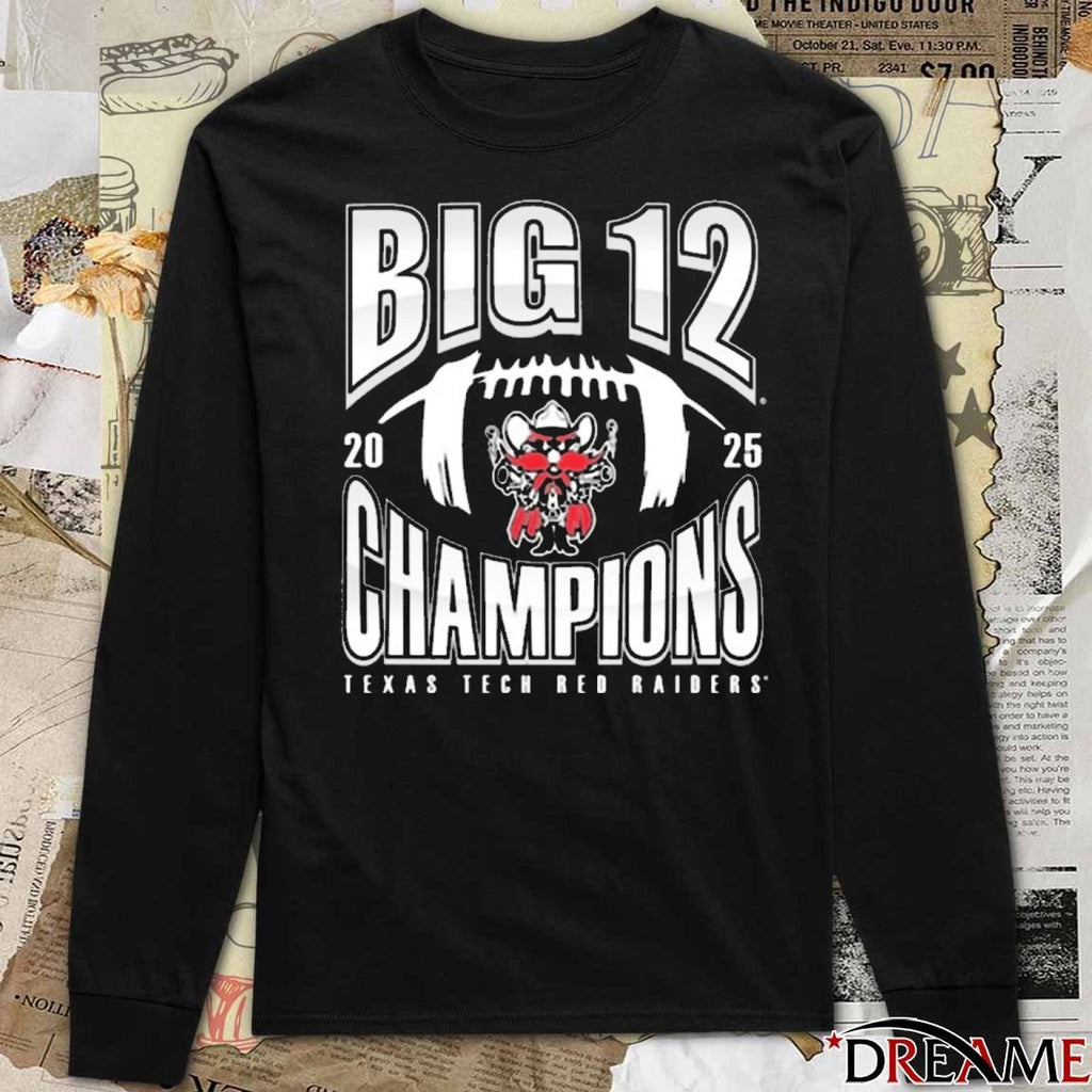 Texas Tech Red Raiders NCAA 2025 Big 12 Football Champions Number One Football t-shirt