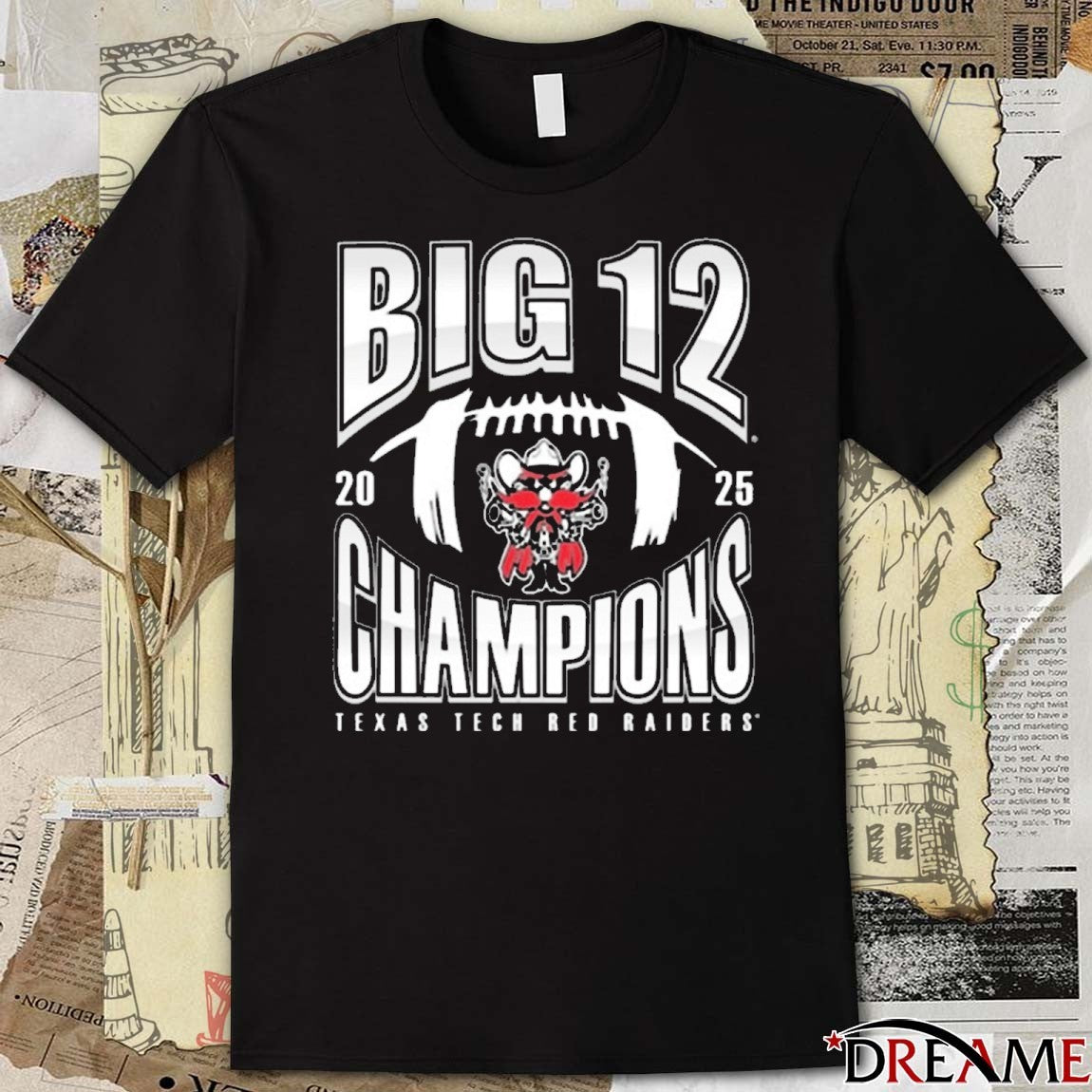 Texas Tech Red Raiders NCAA 2025 Big 12 Football Champions Number One Football t-shirt