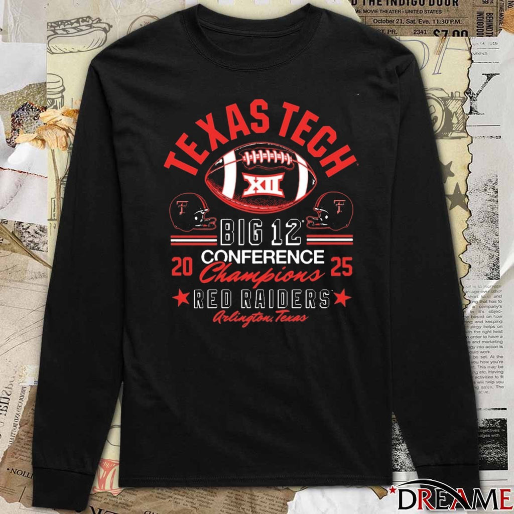 Texas Tech Red Raiders NCAA 2025 Big 12 Football Conference Champions Arlington Texas Mascot t-shirt