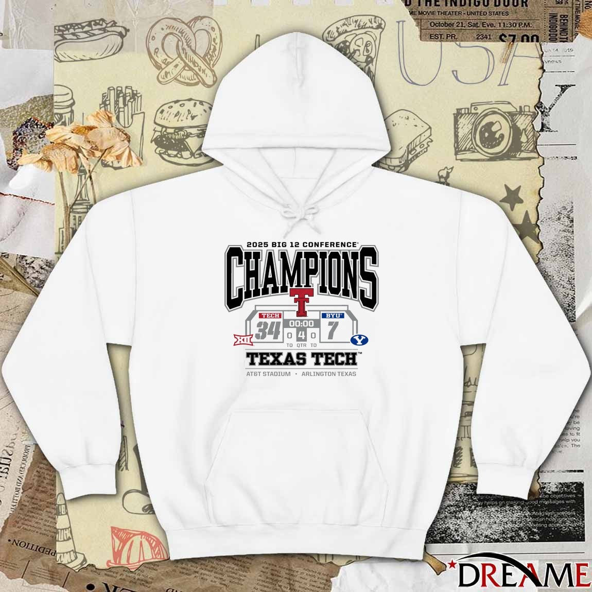 Texas Tech Red Raiders Vs Byu Cougars 2025 Big 12 Football Conference Champions Score 34 – 7 Arlington TX t-shirt
