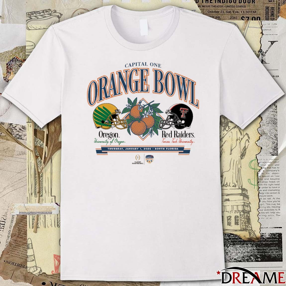 Texas Tech vs. Oregon 2026 Capital One Orange Bowl Thursday Jan 1 South Florida Helmets t-shirt