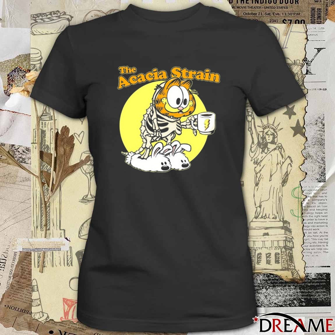 The Acacia Strain Garfield Skeleton Cat Coffee Fanart t-shirt