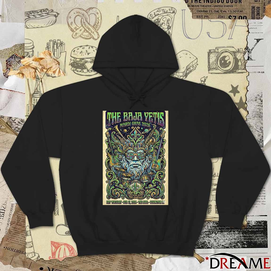 The Baja Yetis Mardi Gras 2026 Special Guests The Swells Fat Tuesday, February 17, 2026 Poster t-shirt