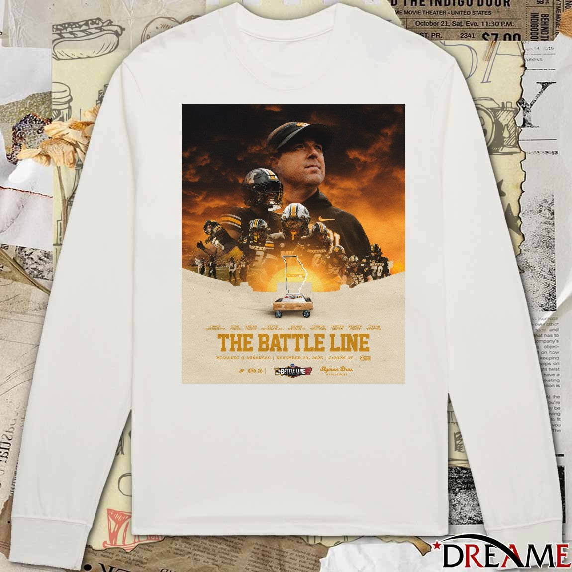 The Battle Line Missouri Tigers Vs Arkansas Razorbacks November 29 2025 Poster t-shirt