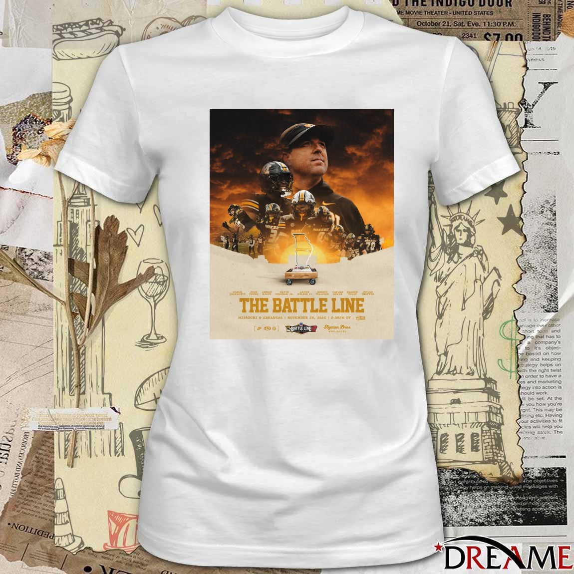 The Battle Line Missouri Tigers Vs Arkansas Razorbacks November 29 2025 Poster t-shirt