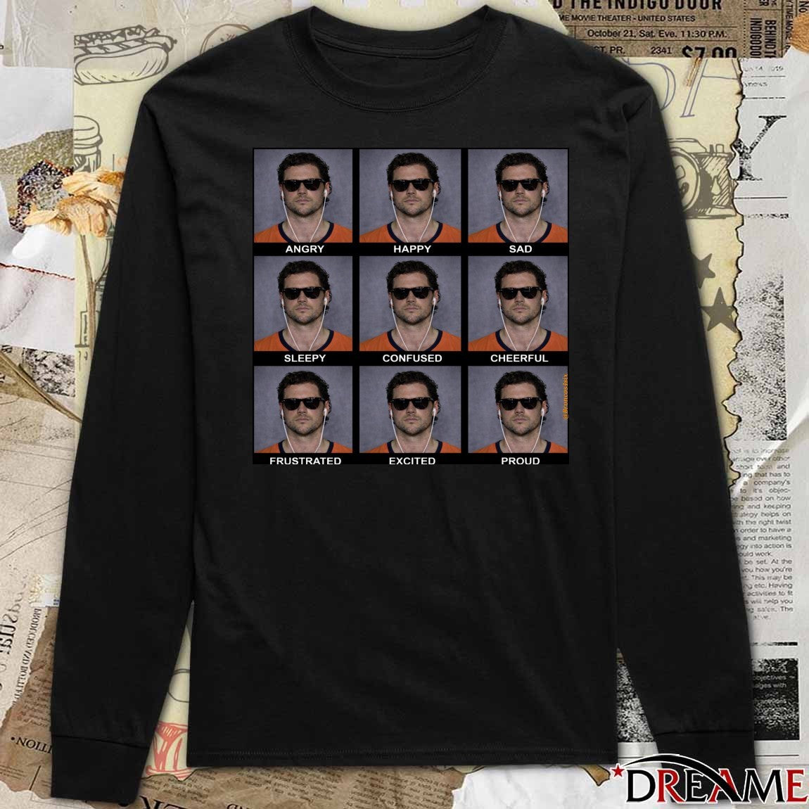 The Emotions Of Jarrett Stidham Angry Happy Sad Sleepy Confused Cheerful t-shirt