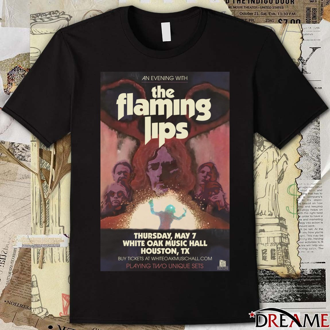 The Flaming Lips Poster May 7 2026 Houston, TX Event White Oak Music Hall t-shirt
