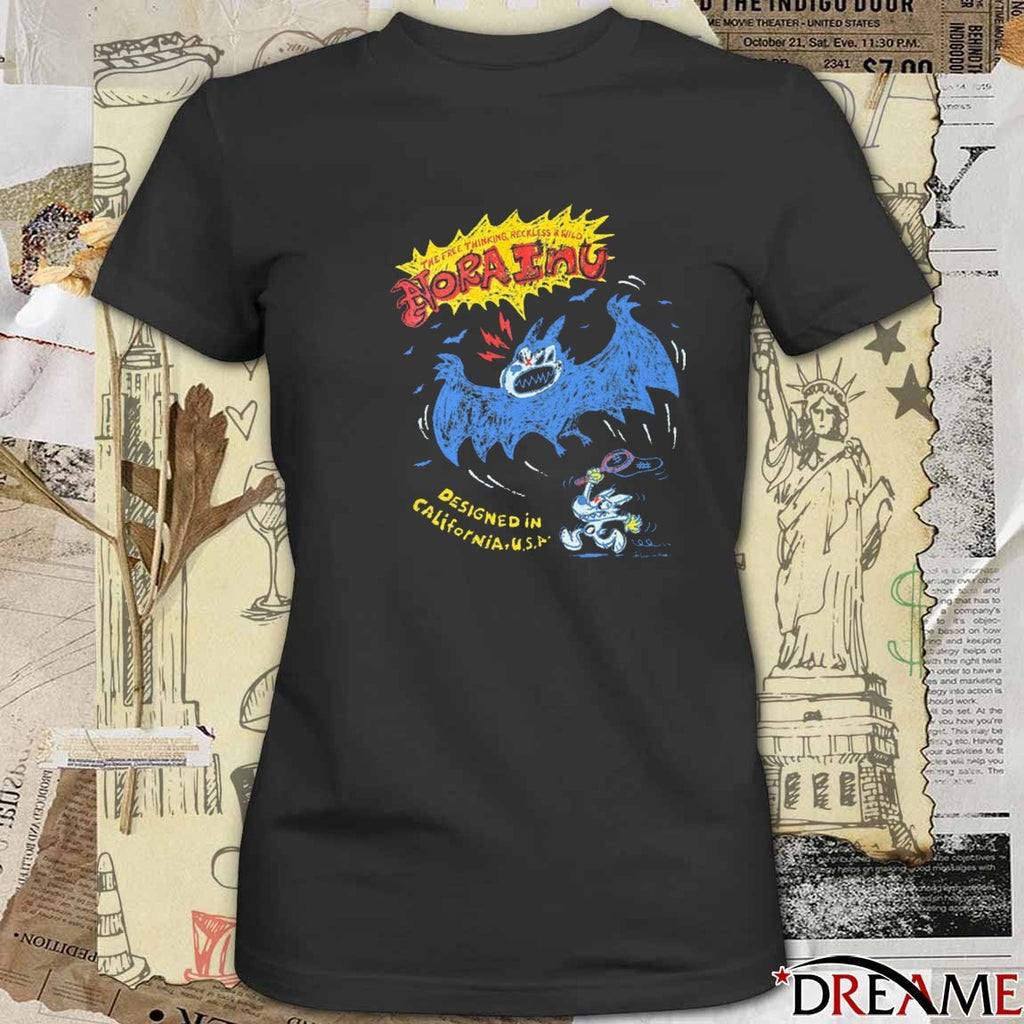 The Free Thinking Reckless And Wild Nora Inu Designed In California USA Bat Chase t-shirt