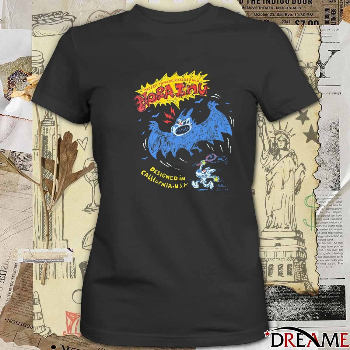 The Free Thinking Reckless And Wild Nora Inu Designed In California USA Bat Chase t-shirt