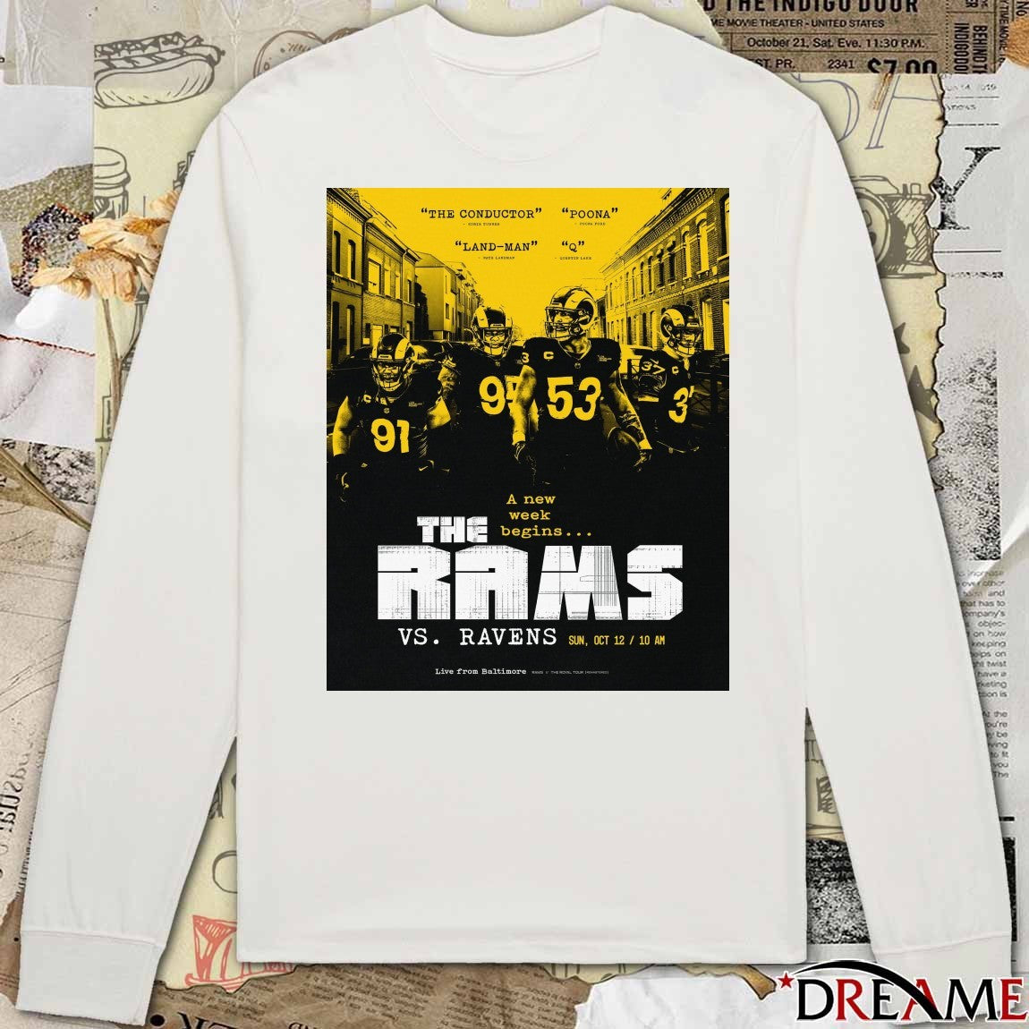 The Rams Vs Ravens A New Week Begins Sun October 12 2025 Live From Baltimore Poster t-shirt