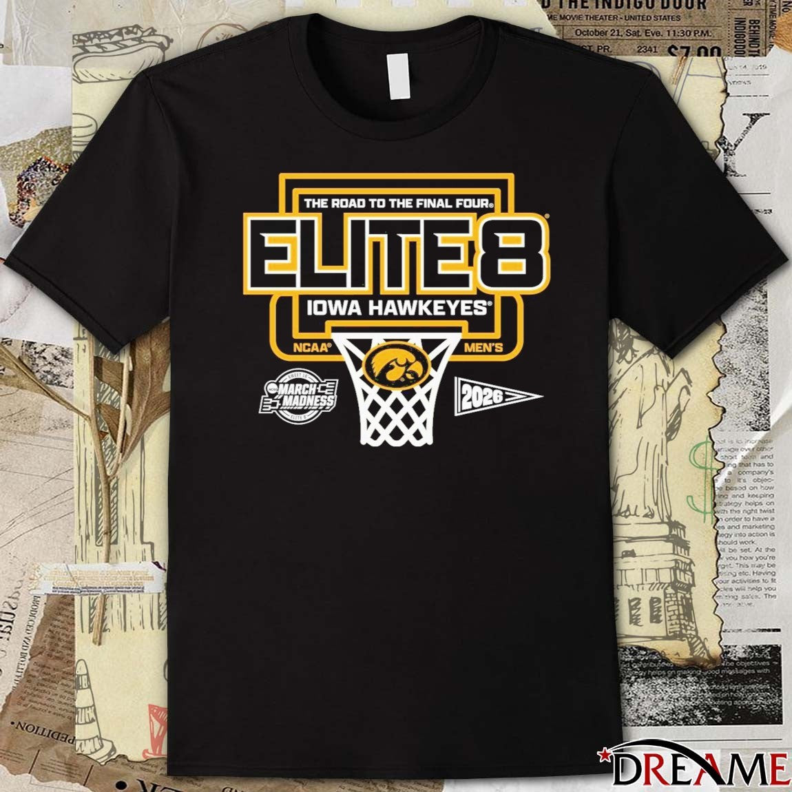 The Road To The Final Four University of Iowa Hawkeyes Men’s Basketball 2026 NCAA Elite 8 t-shirt