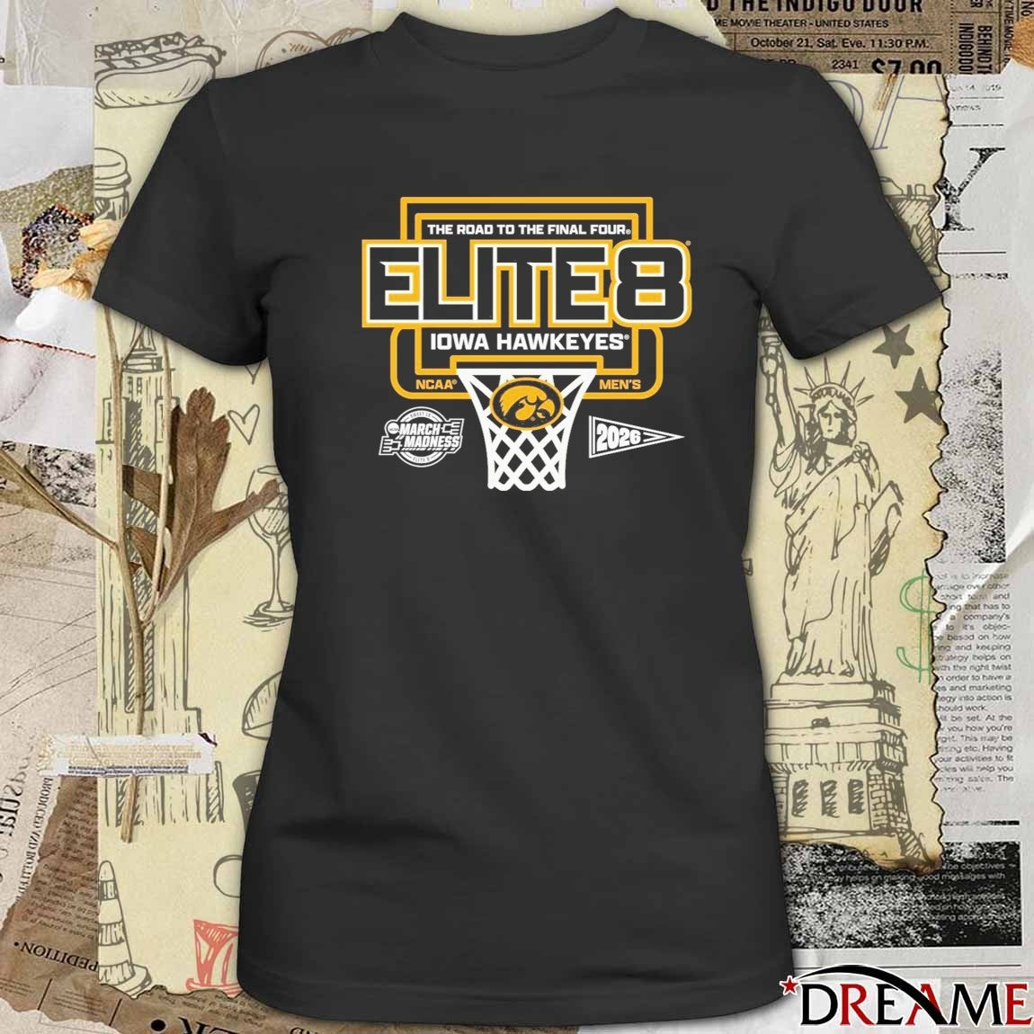 The Road To The Final Four University of Iowa Hawkeyes Men’s Basketball 2026 NCAA Elite 8 t-shirt