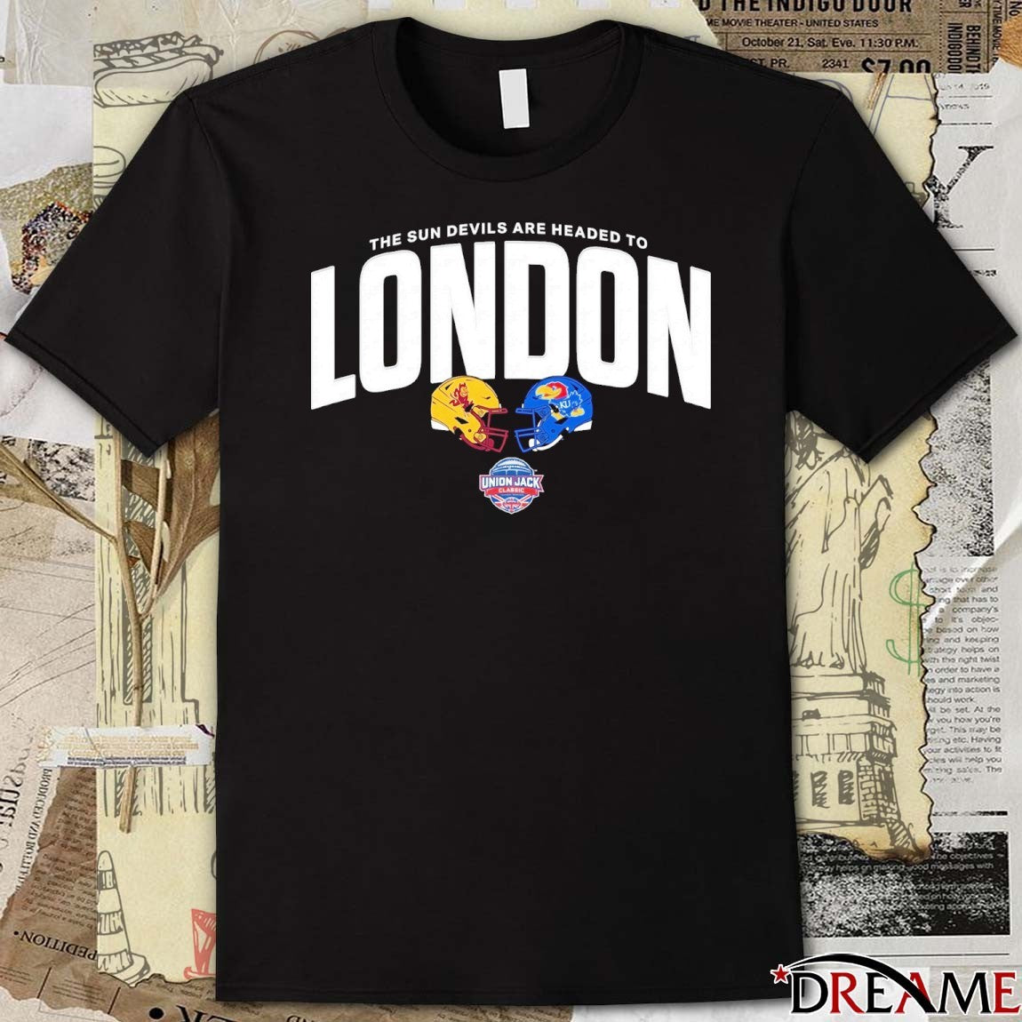 The Sun Devils Are Headed To London Arizona State Sun Devils Vs Kansas Jayhawks t-shirt