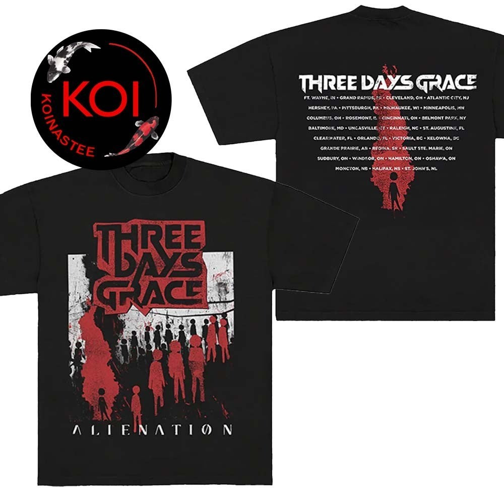 Three Days Grace 2026 Alienation Tour Dates Two Sided Shirt