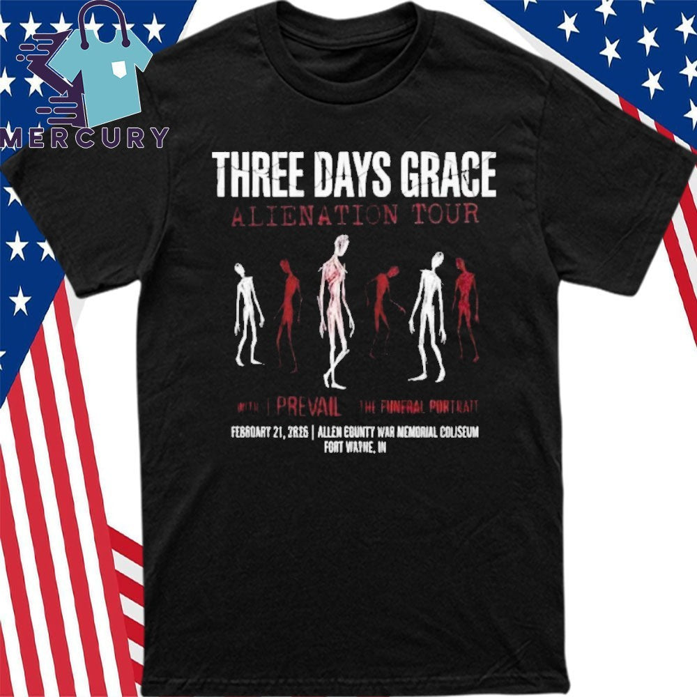 Three Days Grace Alienation Tour 2026 Venue Tee At Allen County War Memorial Coliseum Fort Wayne On February 21 2026 Shirt