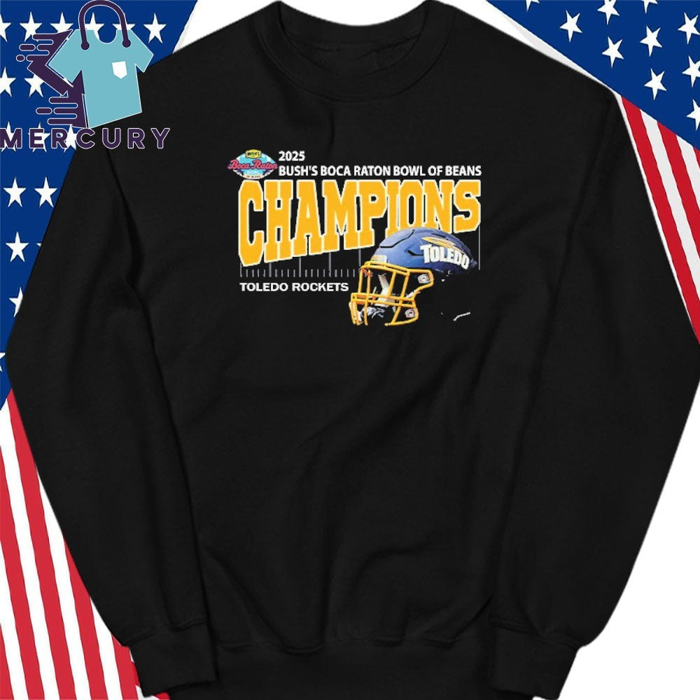Toledo Rockets Football 2025 Bush’s Boca Raton Bowl Of Beans Champions Helmet Shirt