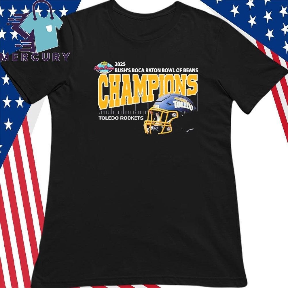 Toledo Rockets Football 2025 Bush’s Boca Raton Bowl Of Beans Champions Helmet Shirt