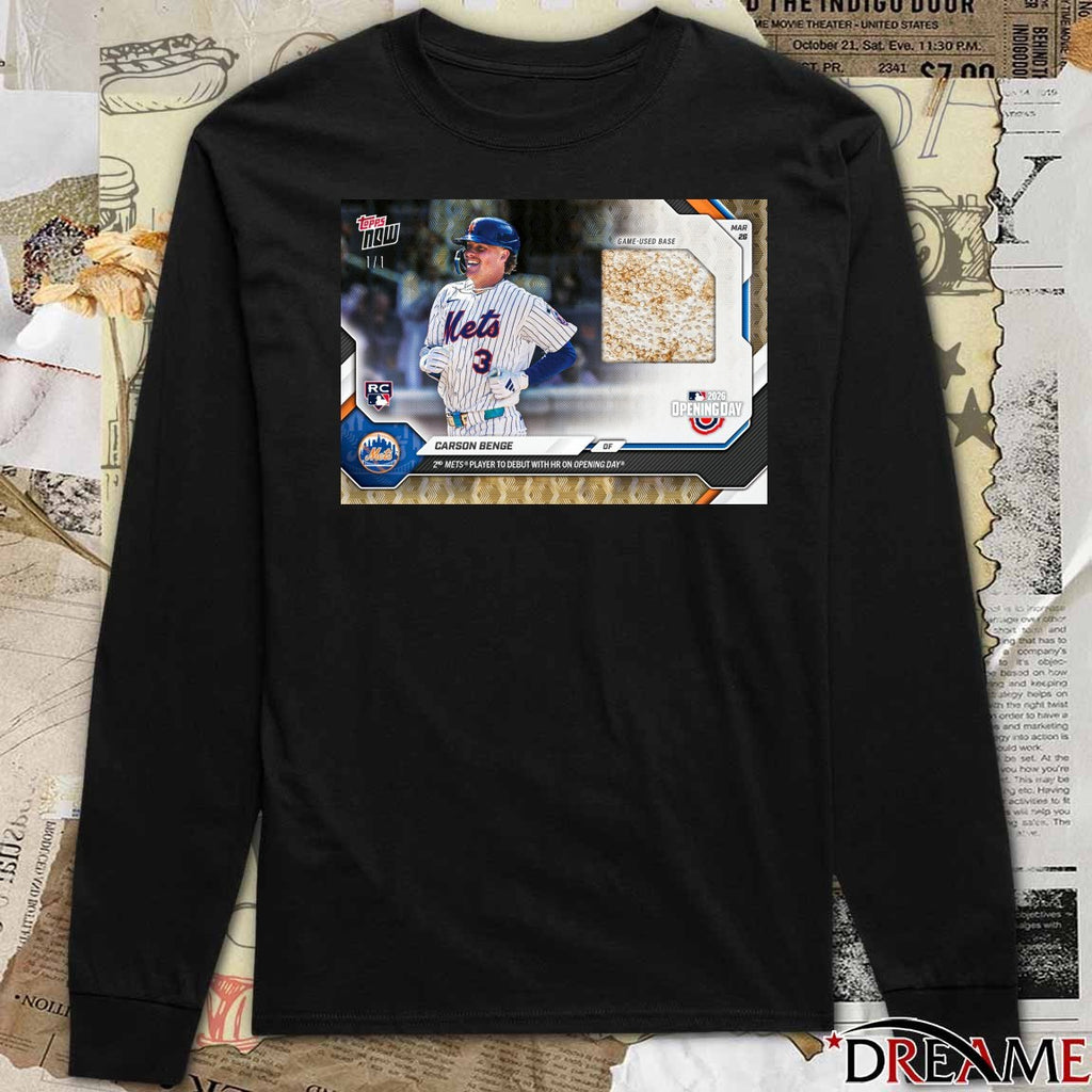Topps Carson Benge Of 2nd Mets Player To Debut With Hr On Opening Day Poster t-shirt