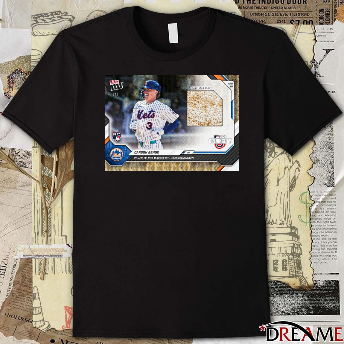 Topps Carson Benge Of 2nd Mets Player To Debut With Hr On Opening Day Poster t-shirt