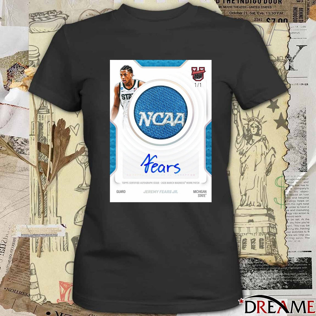 Topps Certified Autograph Issue 2026 March Madness Worn Patch Jeremy Fears Jr. Michigan State t-shirt