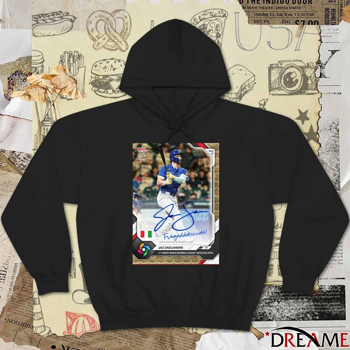 Topps Now Jac Caglianone 1st Career World Baseball Classic HR In USA Upset Signature Poster t-shirt