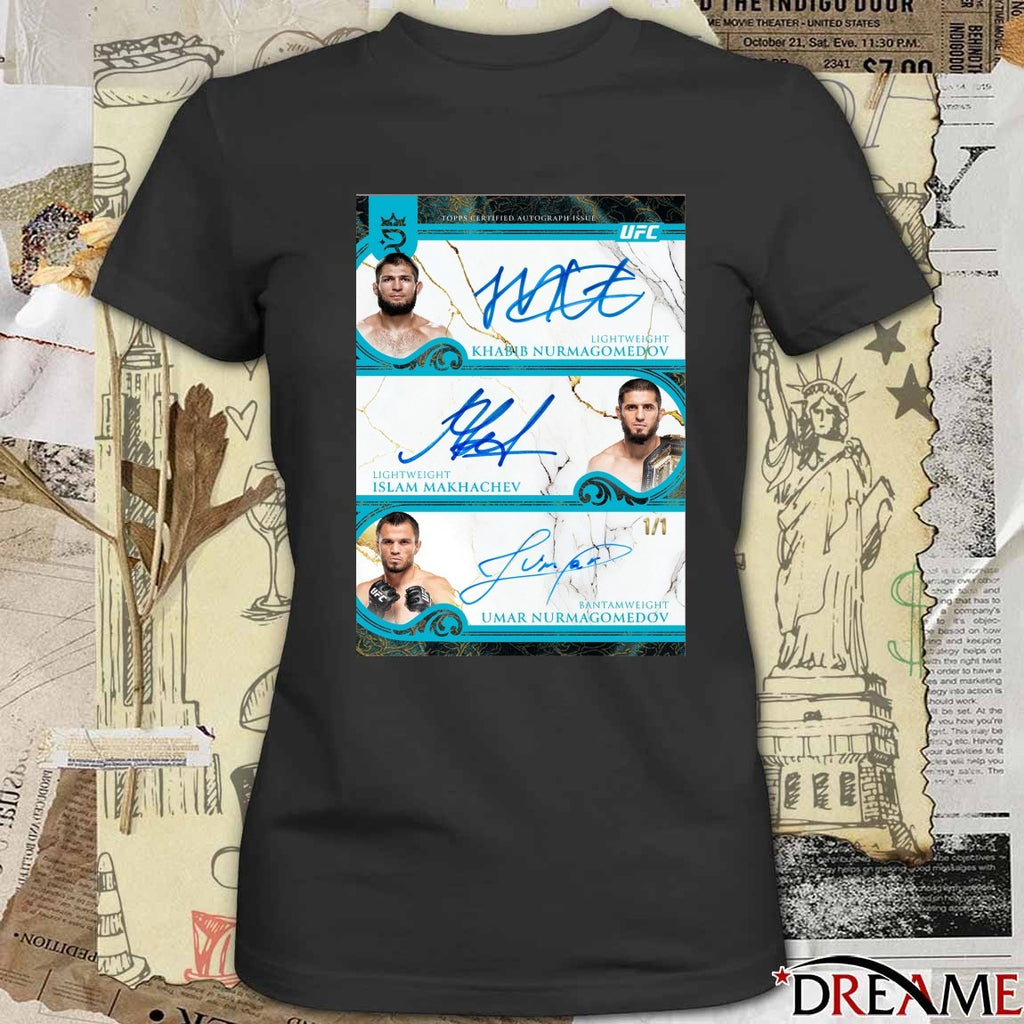 Topps UFC Khabib Nurmagomedov, Islam Makhachev and Umar Nurmagomedov Signatures t-shirt