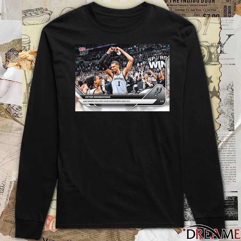 Topps Victor Wembanyama Game Winner Seals First Spurs Playoff Berth Since 2019 t-shirt