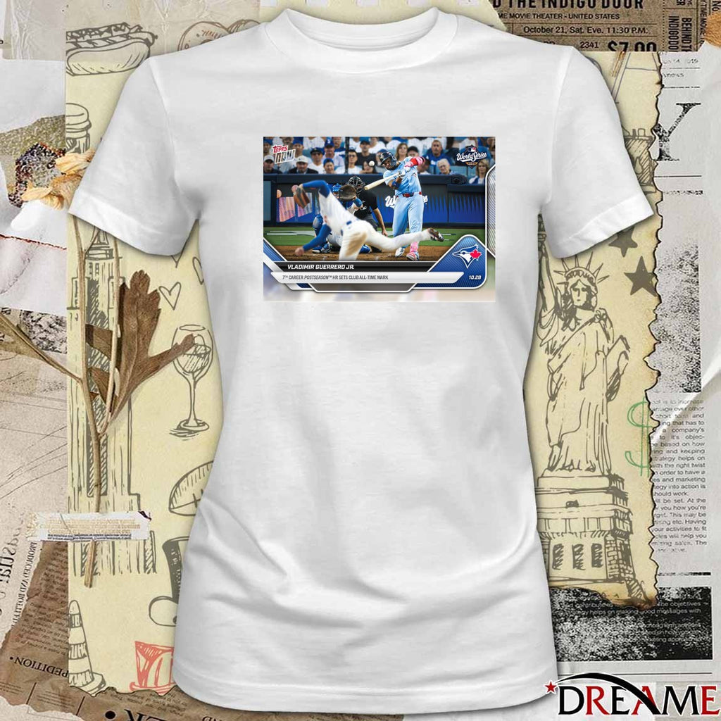 Toronto Blue Jays Vladimir Guerrero Jr. 2025 MLB Topps 7th Career Postseason HR Sets Club All-Time Mark t-shirt