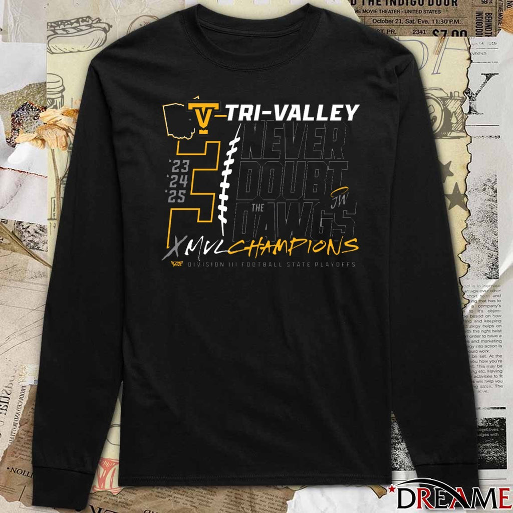 Tri-Valley Football MVL Champions 2025 Division III Football State Playoffs t-shirt
