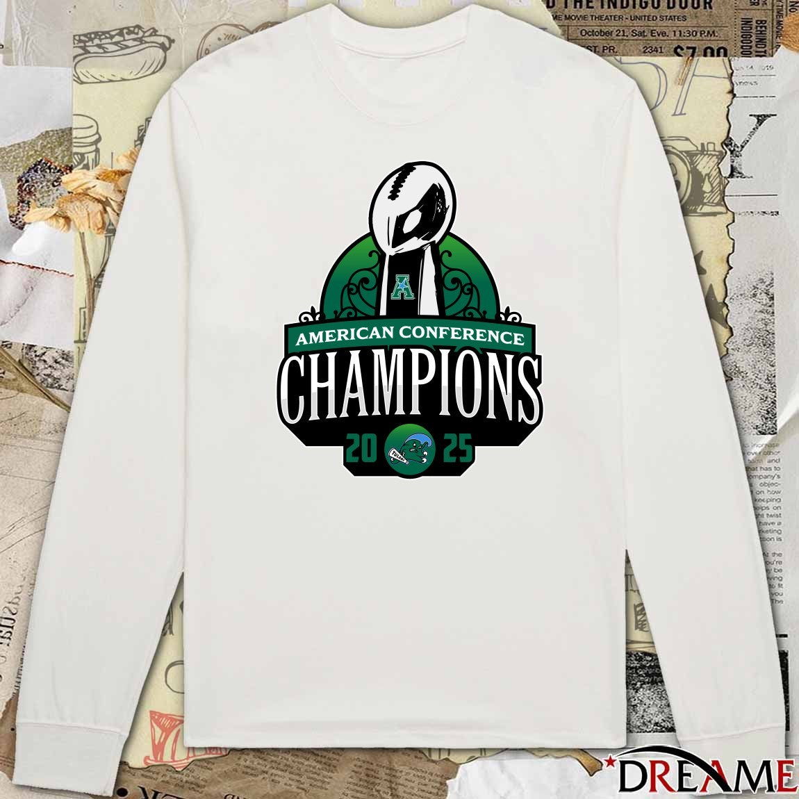 Tulane Green Wave 2025 American Conference Champions New Logo t-shirt